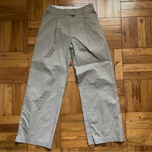 H&M Wide Leg Tan Khaki Pleated Cotton Pants - 4